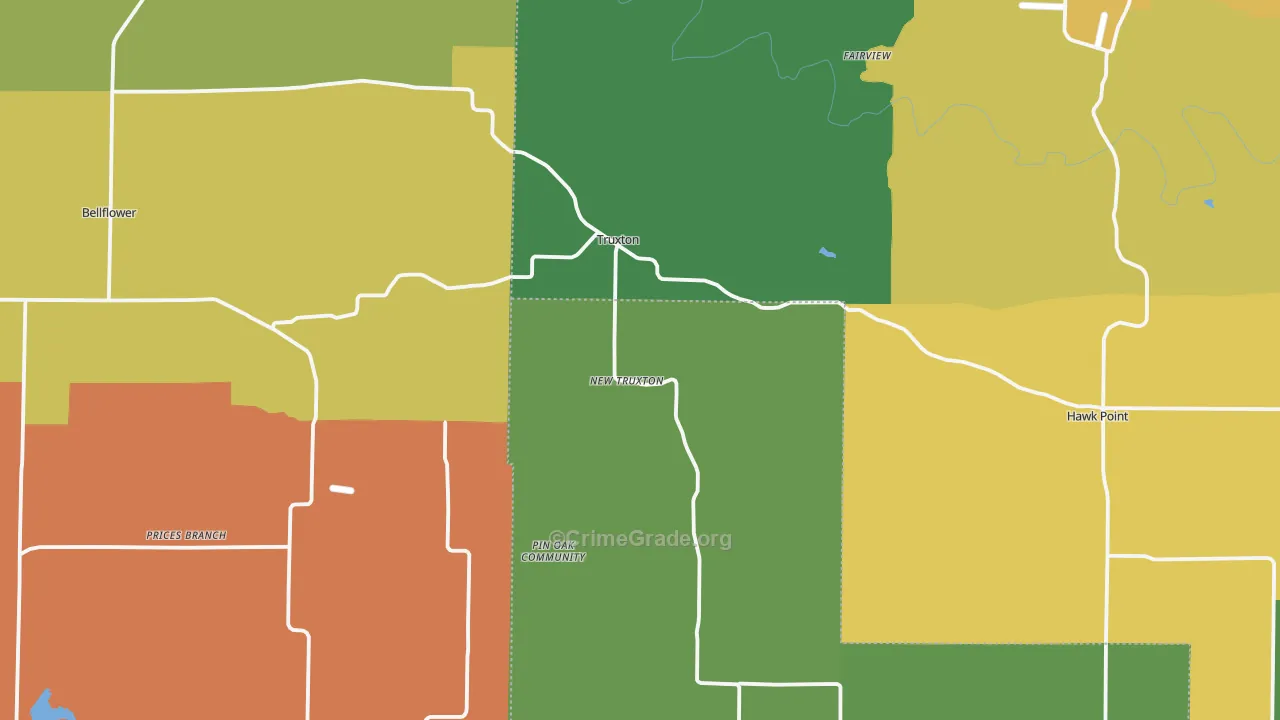 Truxton, MO Map of Theft Rates
