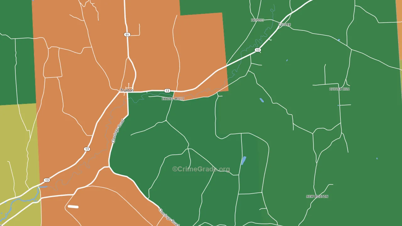 Truxton, NY Map of Theft Rates