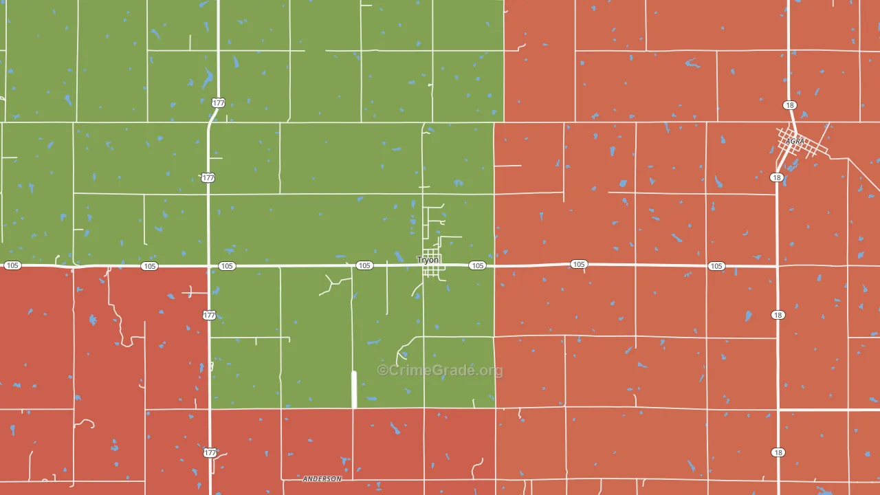 Tryon, OK Map of Theft Rates