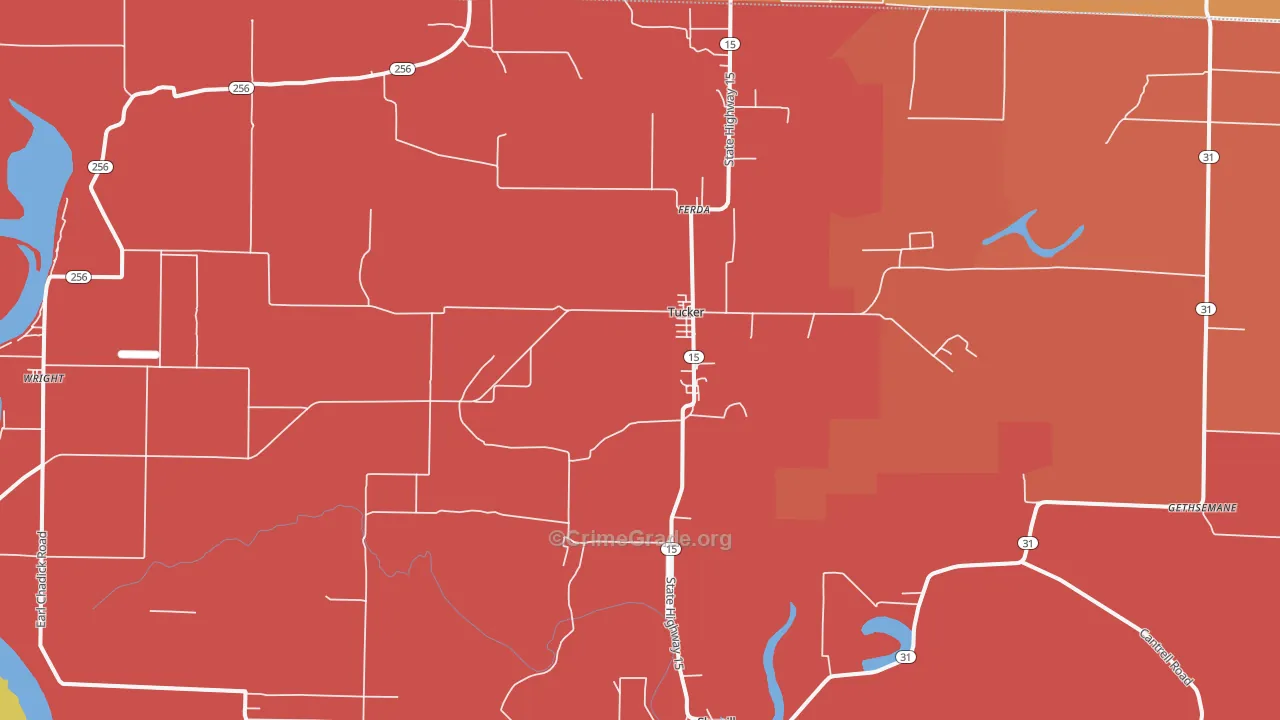 Tucker, AR Map of Theft Rates