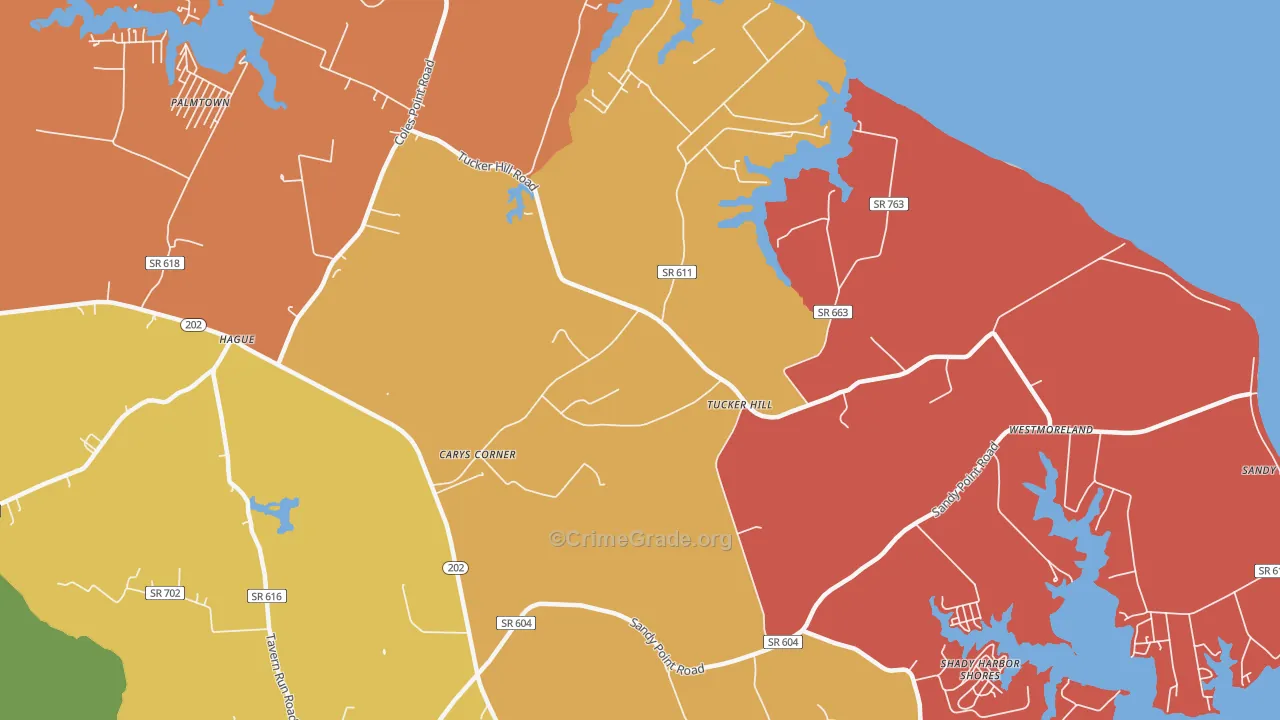 Tucker Hill, VA Map of Theft Rates