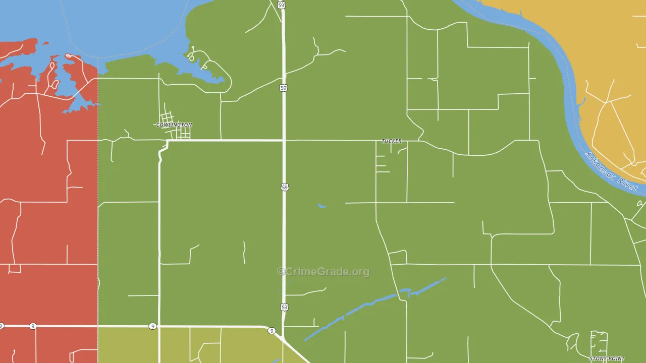 Tucker, OK Map of Theft Rates