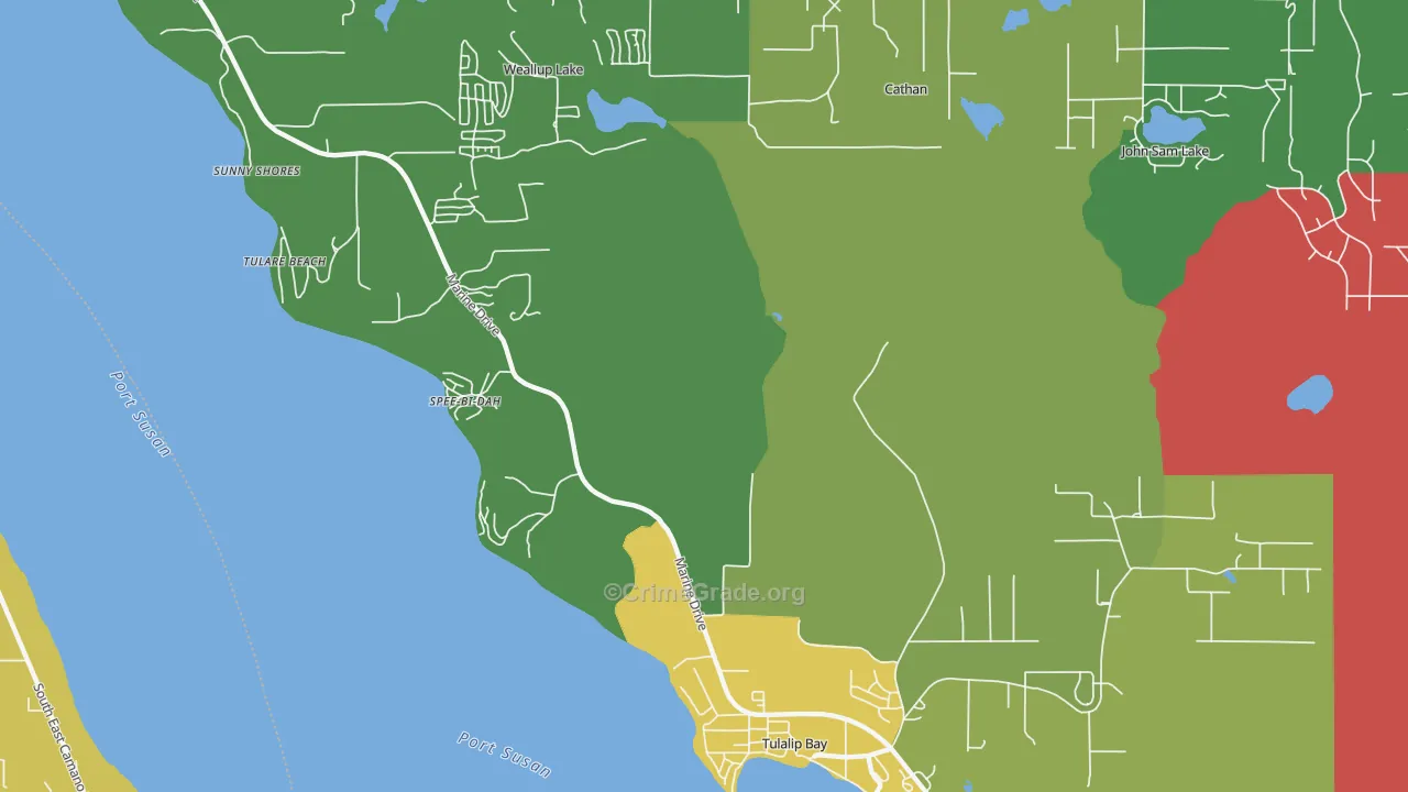 Tulalip, WA Map of Theft Rates