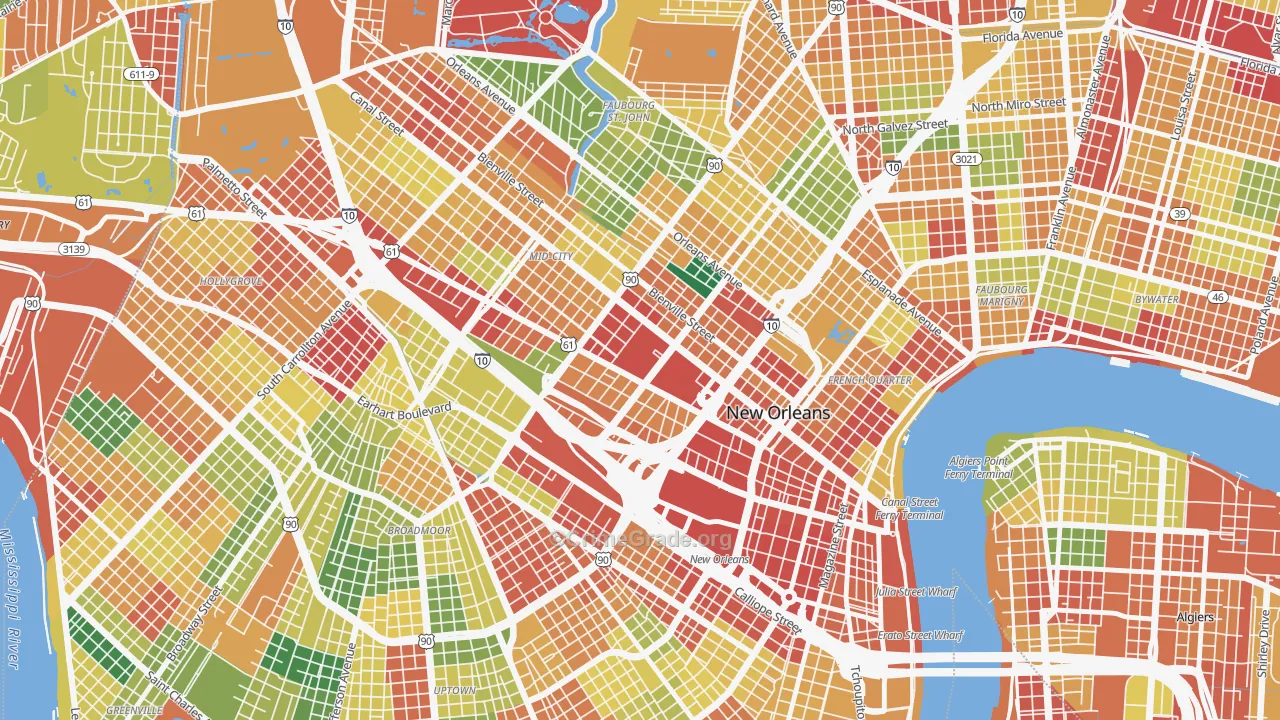 Tulane Gravier, New Orleans, LA Map of Theft Rates