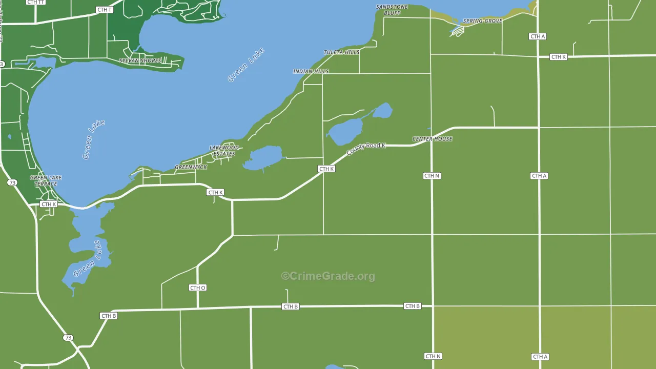 Tuleta Hills, WI Map of Theft Rates