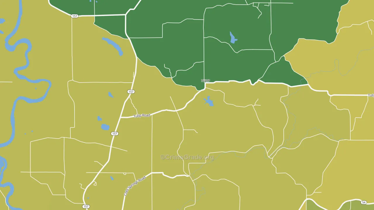 Tulip, IN Map of Theft Rates
