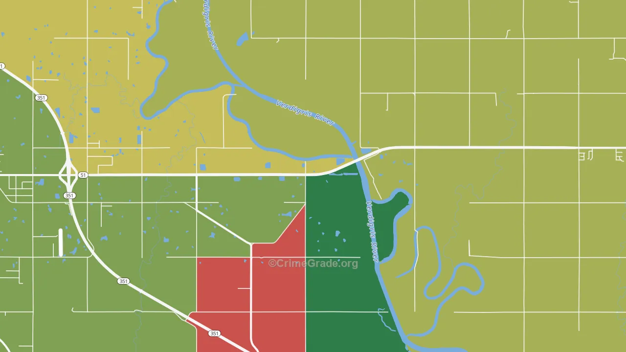 Tullahassee, OK Map of Theft Rates