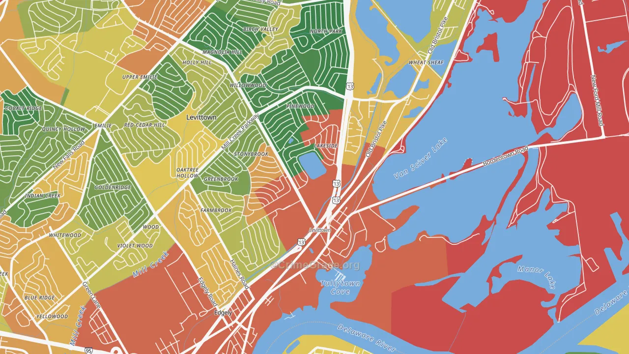 Tullytown, PA Map of Theft Rates