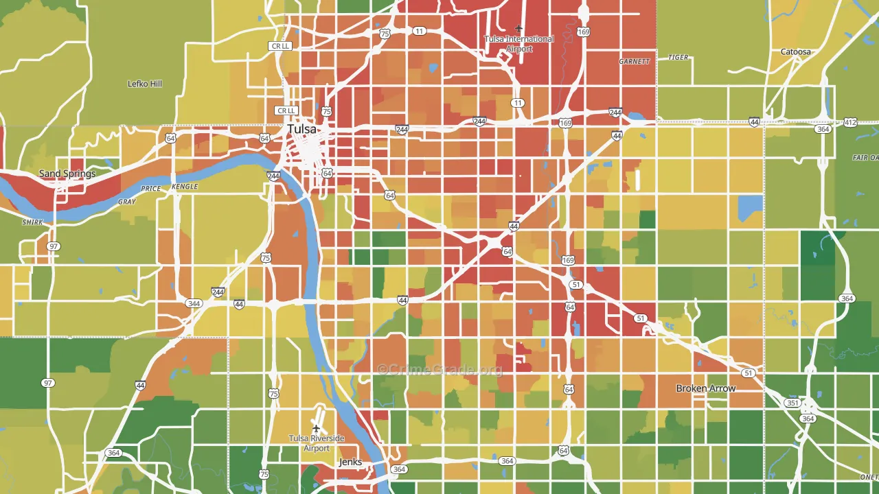 Tulsa, OK Map of Theft Rates