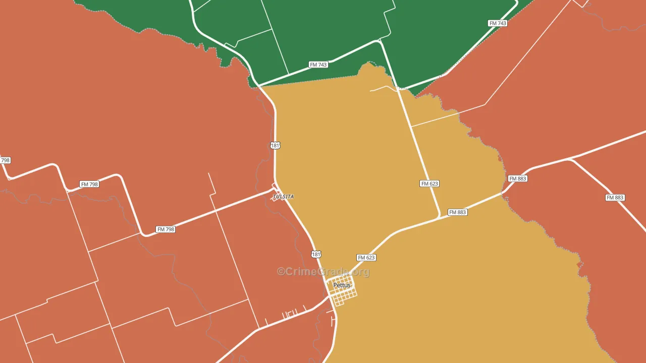 Tulsita, TX Map of Theft Rates