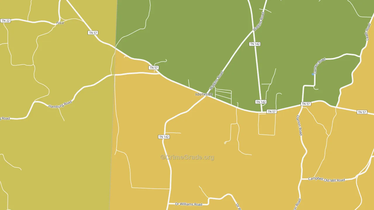 Tulu, TN Map of Theft Rates
