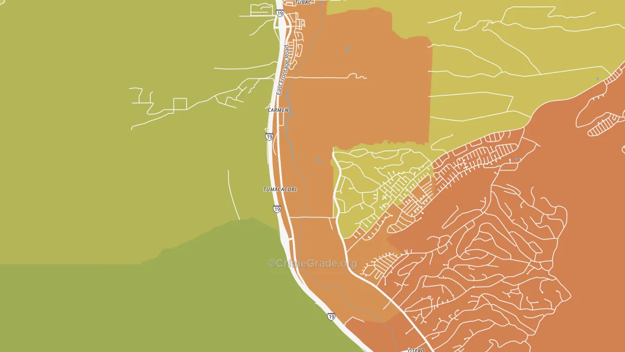 Tumacacori, AZ Map of Theft Rates