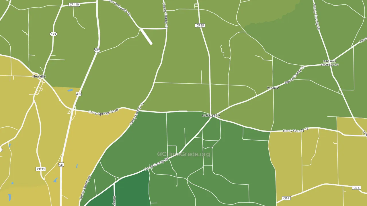 Tumbleton, AL Map of Theft Rates