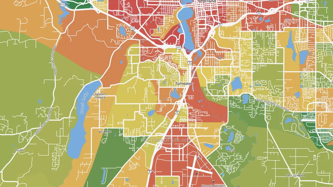 Tumwater, WA Map of Theft Rates