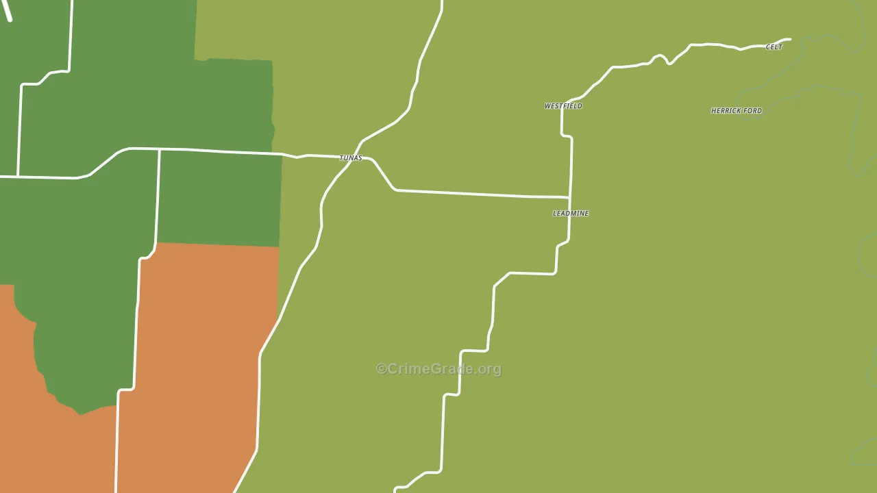 Tunas, MO Map of Theft Rates