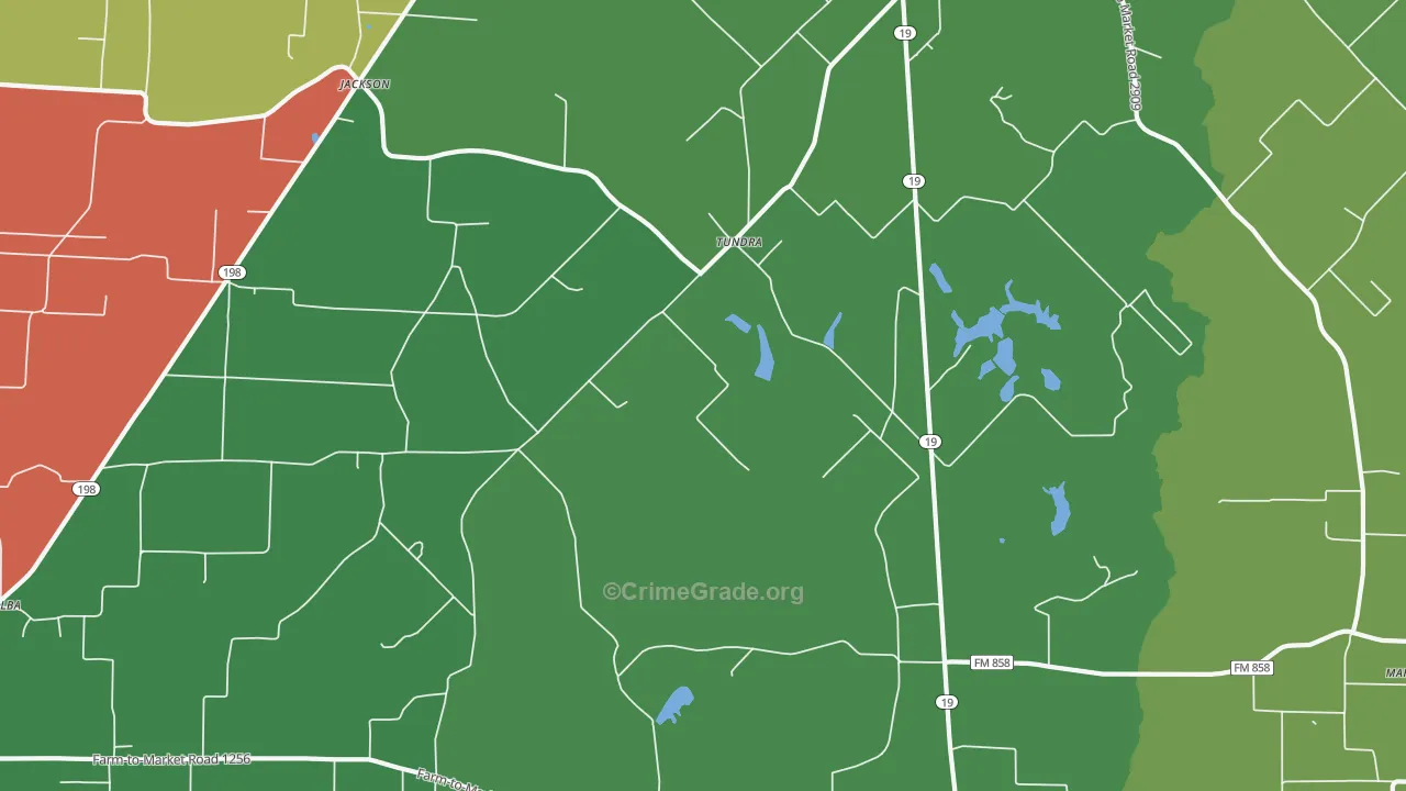 Tundra, TX Map of Theft Rates