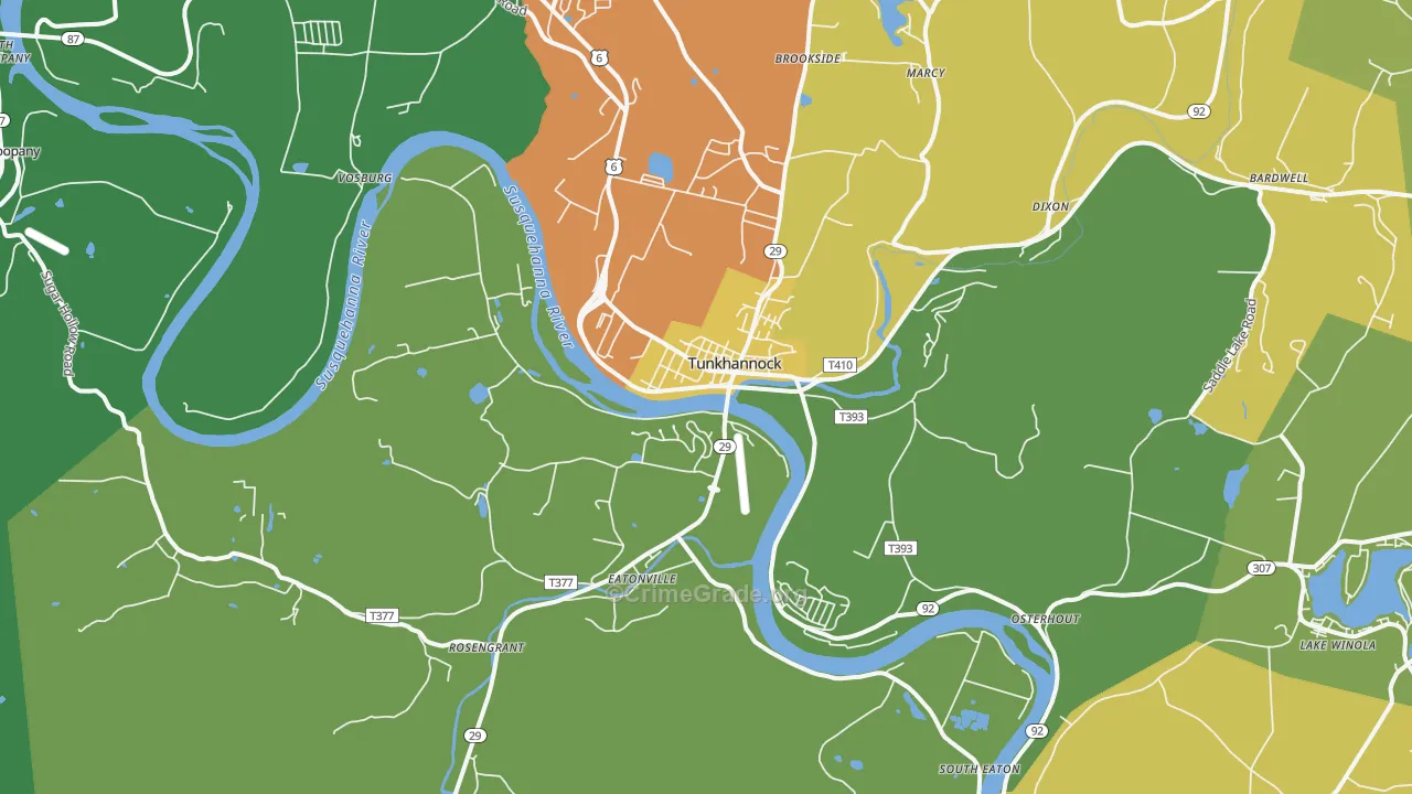 Tunkhannock, PA Map of Theft Rates