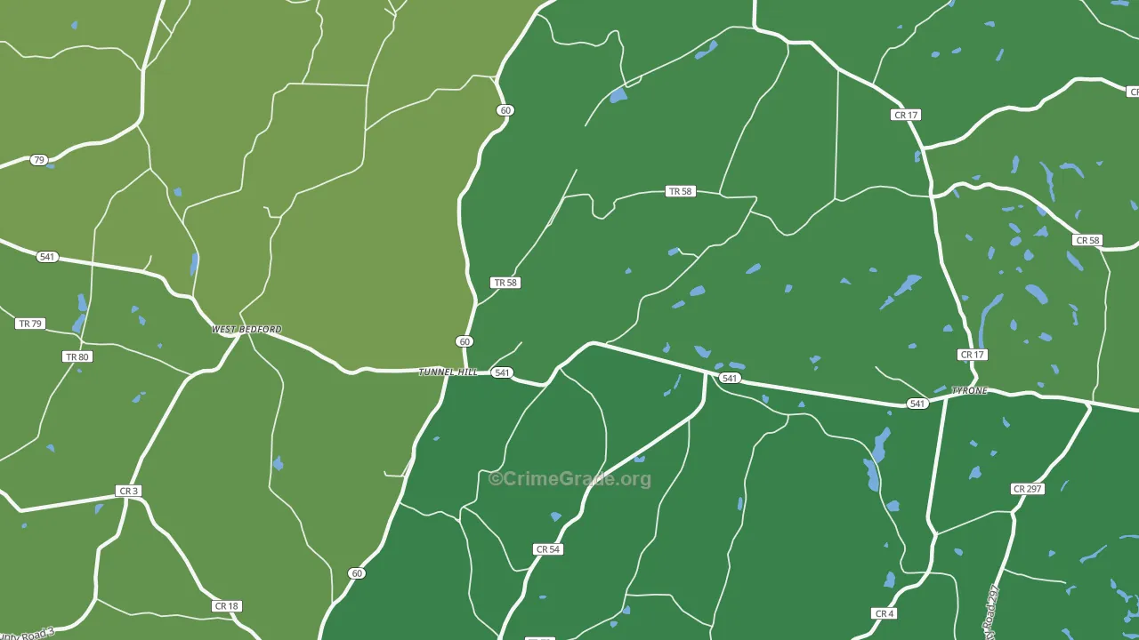 Tunnel Hill, OH Map of Theft Rates