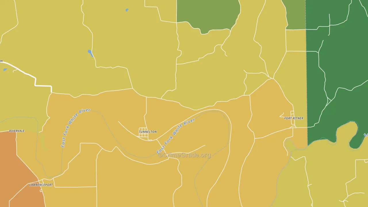 Tunnelton, IN Map of Theft Rates