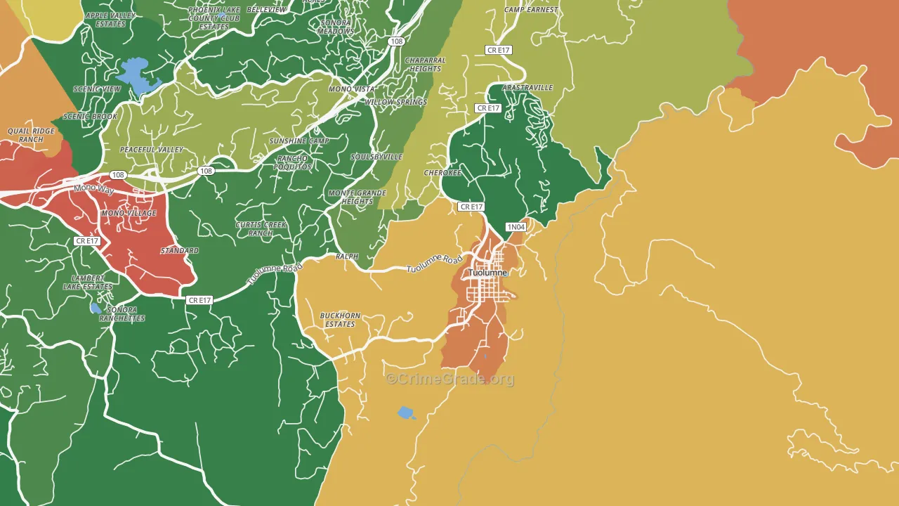 Tuolumne, CA Map of Theft Rates