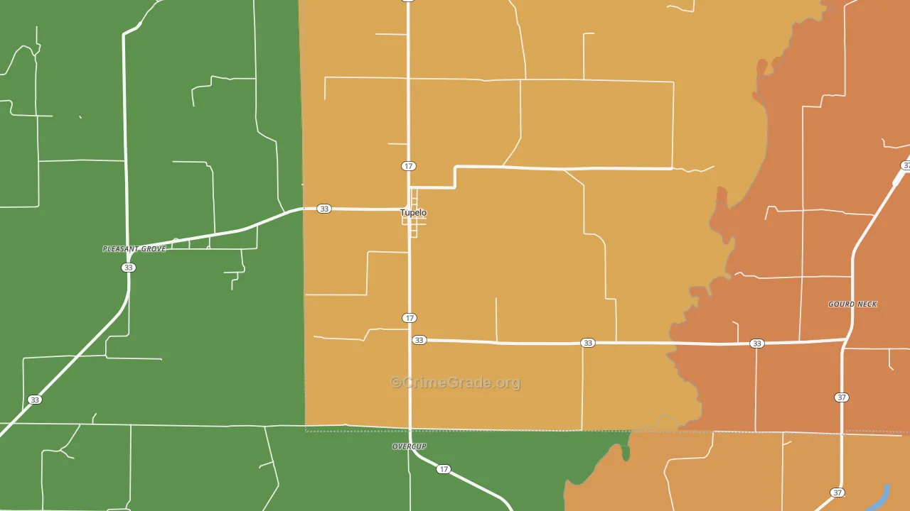 Tupelo, AR Map of Theft Rates