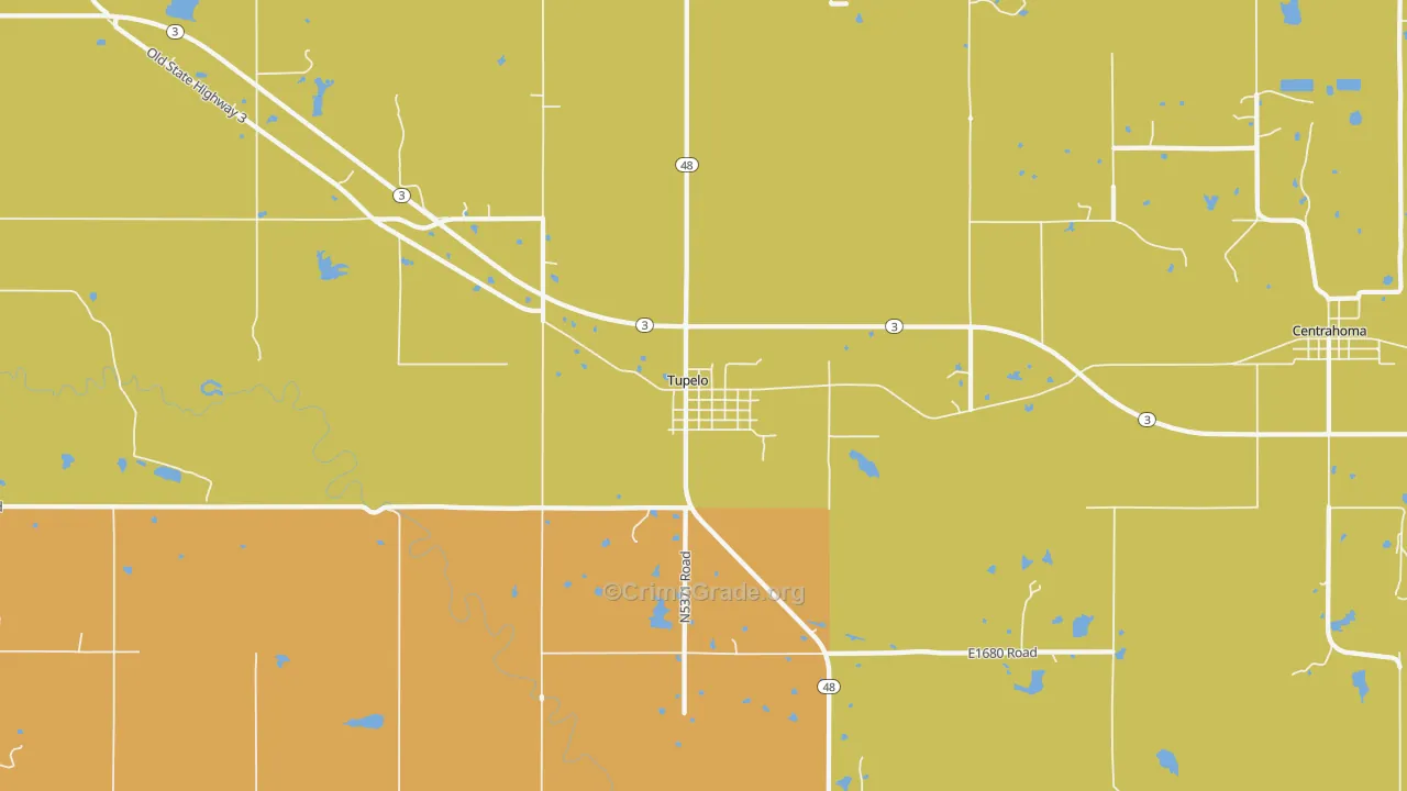 Tupelo, OK Map of Theft Rates