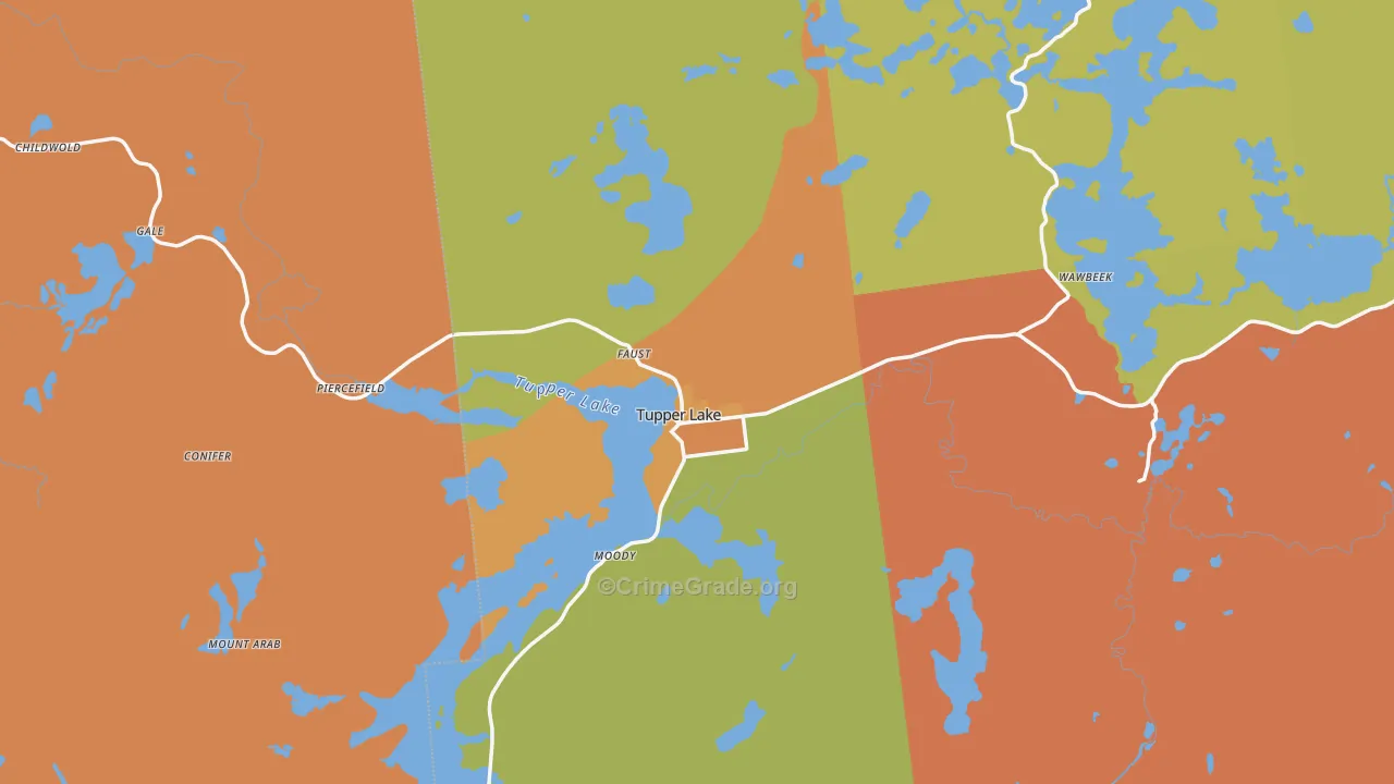 Tupper Lake, NY Map of Theft Rates