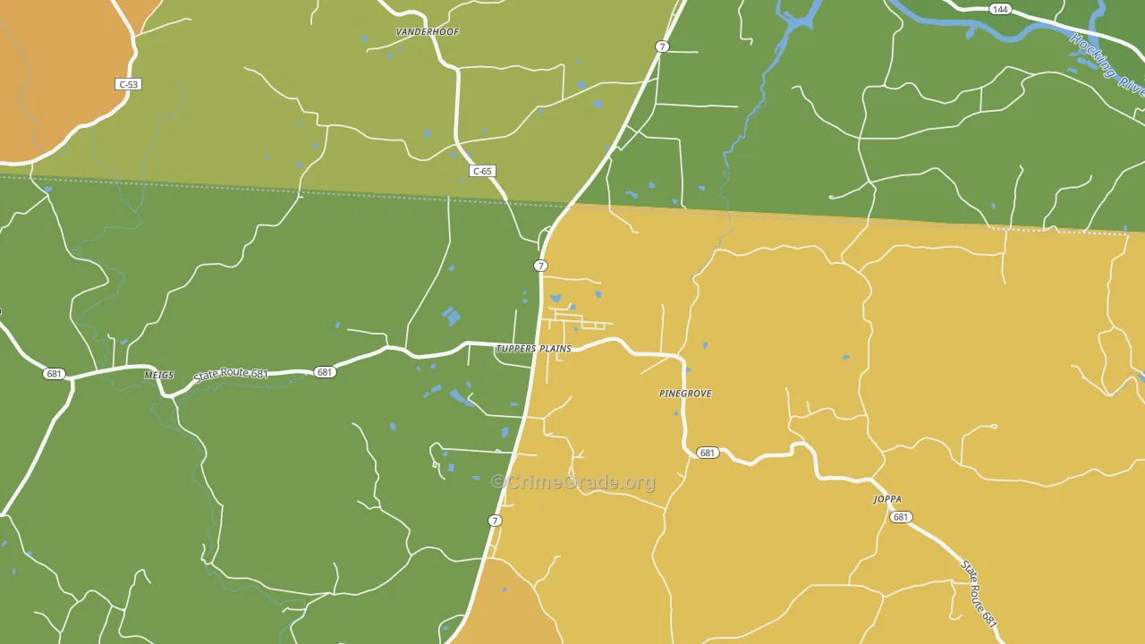 Tuppers Plains, OH Map of Theft Rates