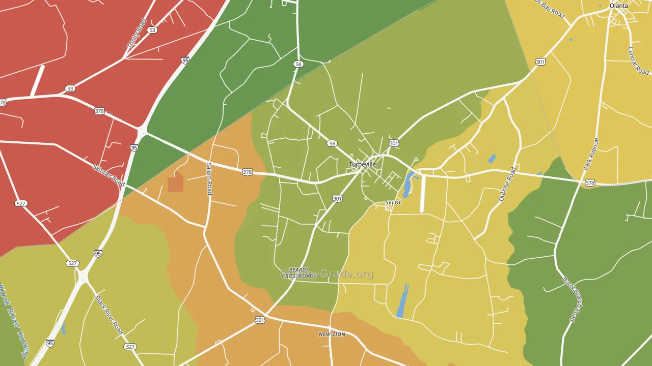 Turbeville, SC Map of Theft Rates