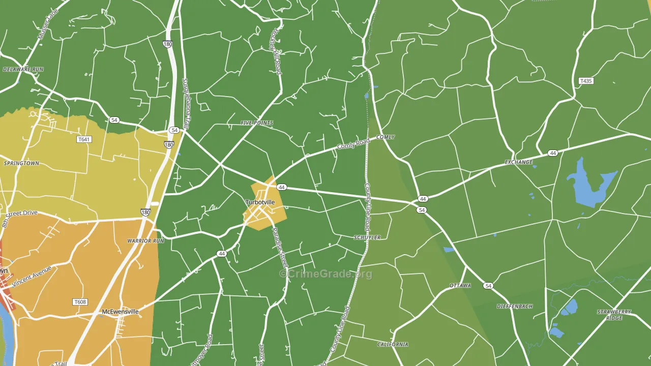 Turbotville, PA Map of Theft Rates