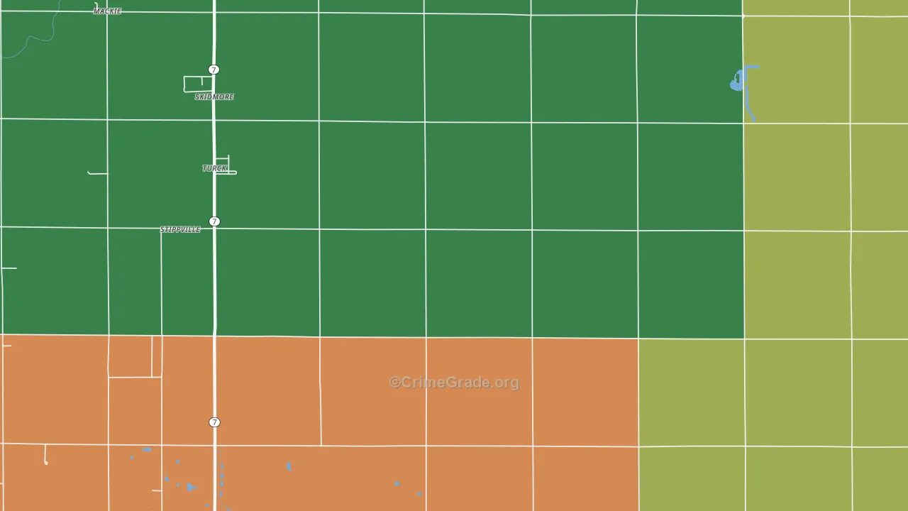 Turck, KS Map of Theft Rates