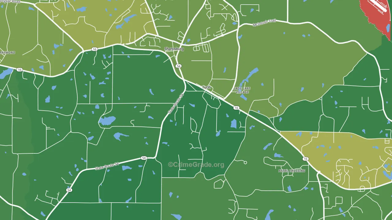 Turin, GA Map of Theft Rates