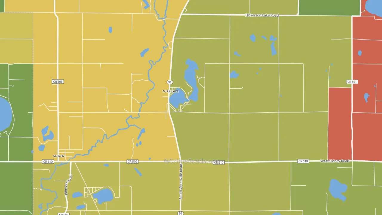 Turk Lake, MI Map of Theft Rates
