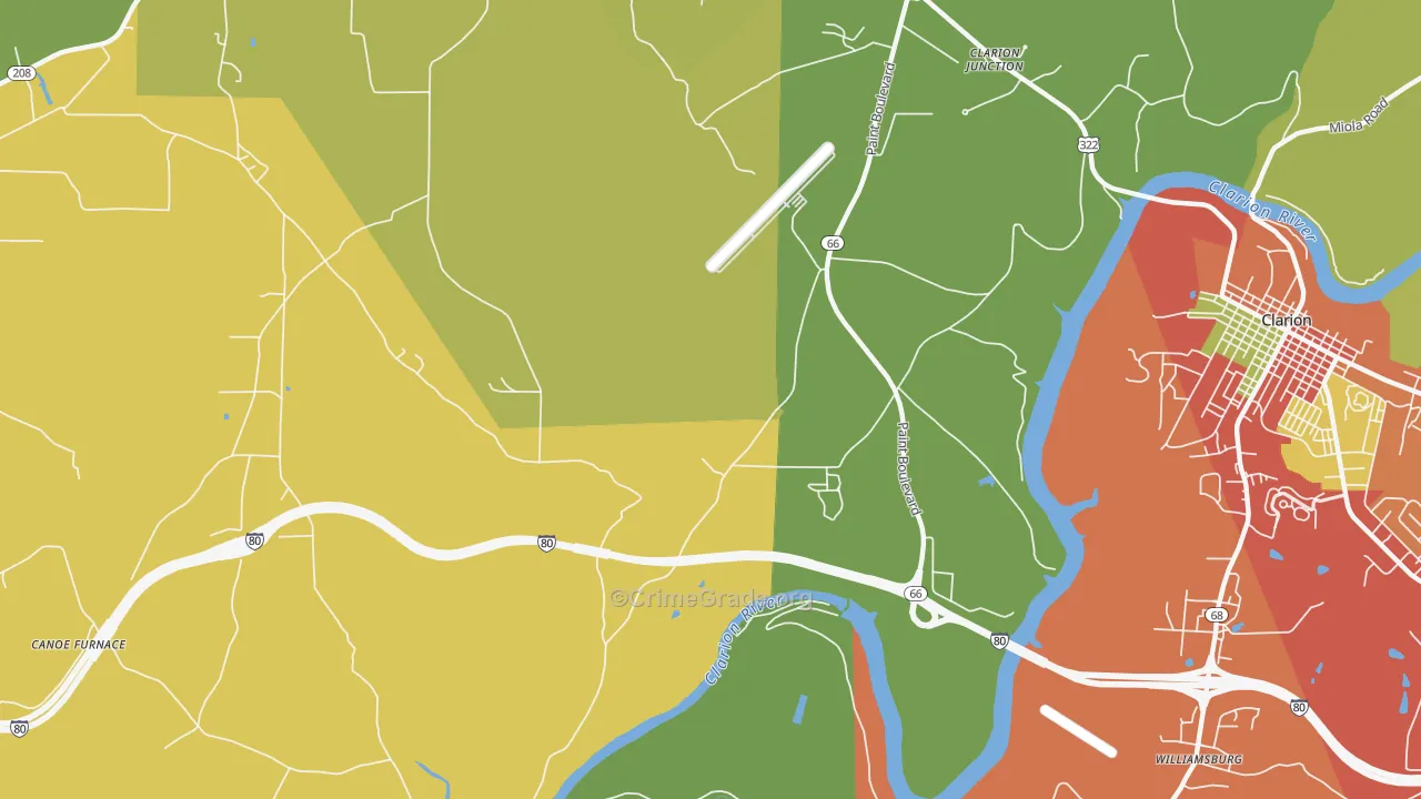 Turkey City, PA Map of Theft Rates
