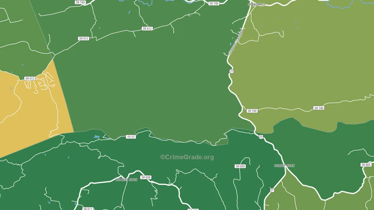 Turkey Fork, VA Map of Theft Rates