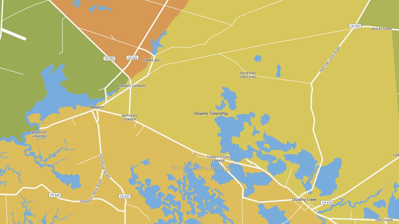 Turkey Point Corner, NJ Map of Theft Rates