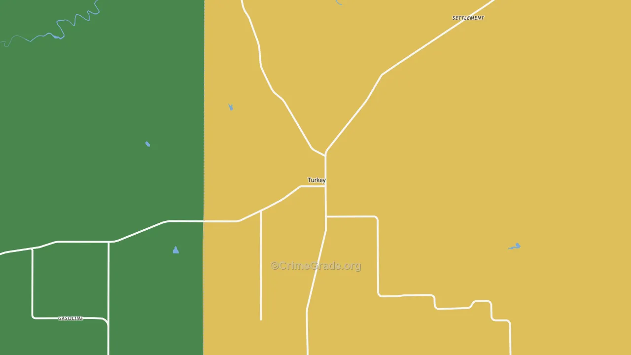 Turkey, TX Map of Theft Rates