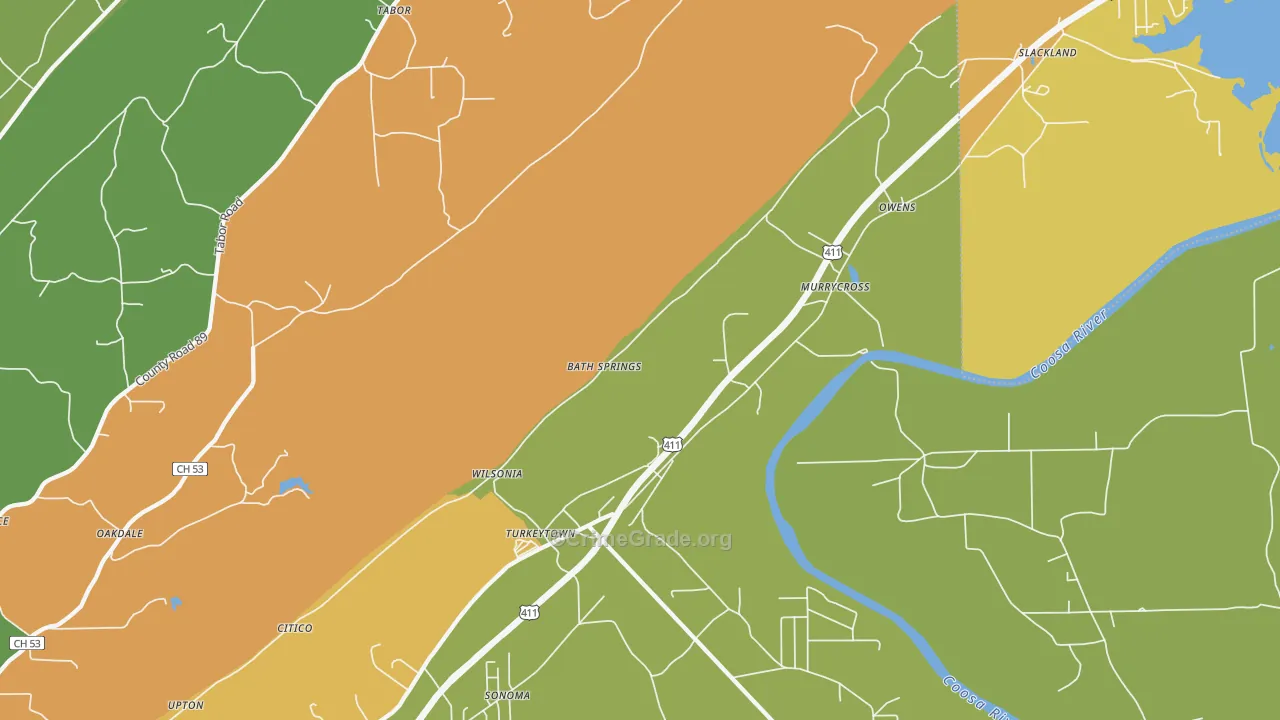 Turkeytown, AL Map of Theft Rates