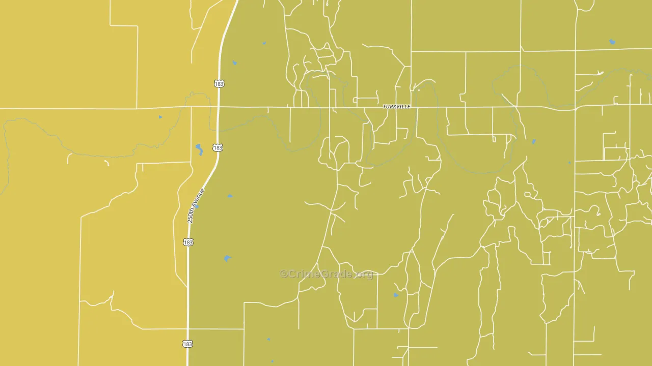 Turkville, KS Map of Theft Rates