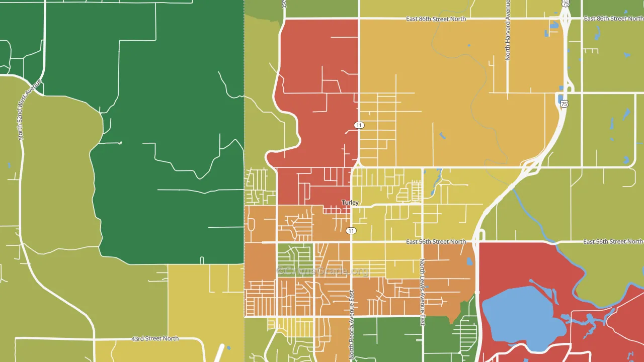 Turley, OK Map of Theft Rates