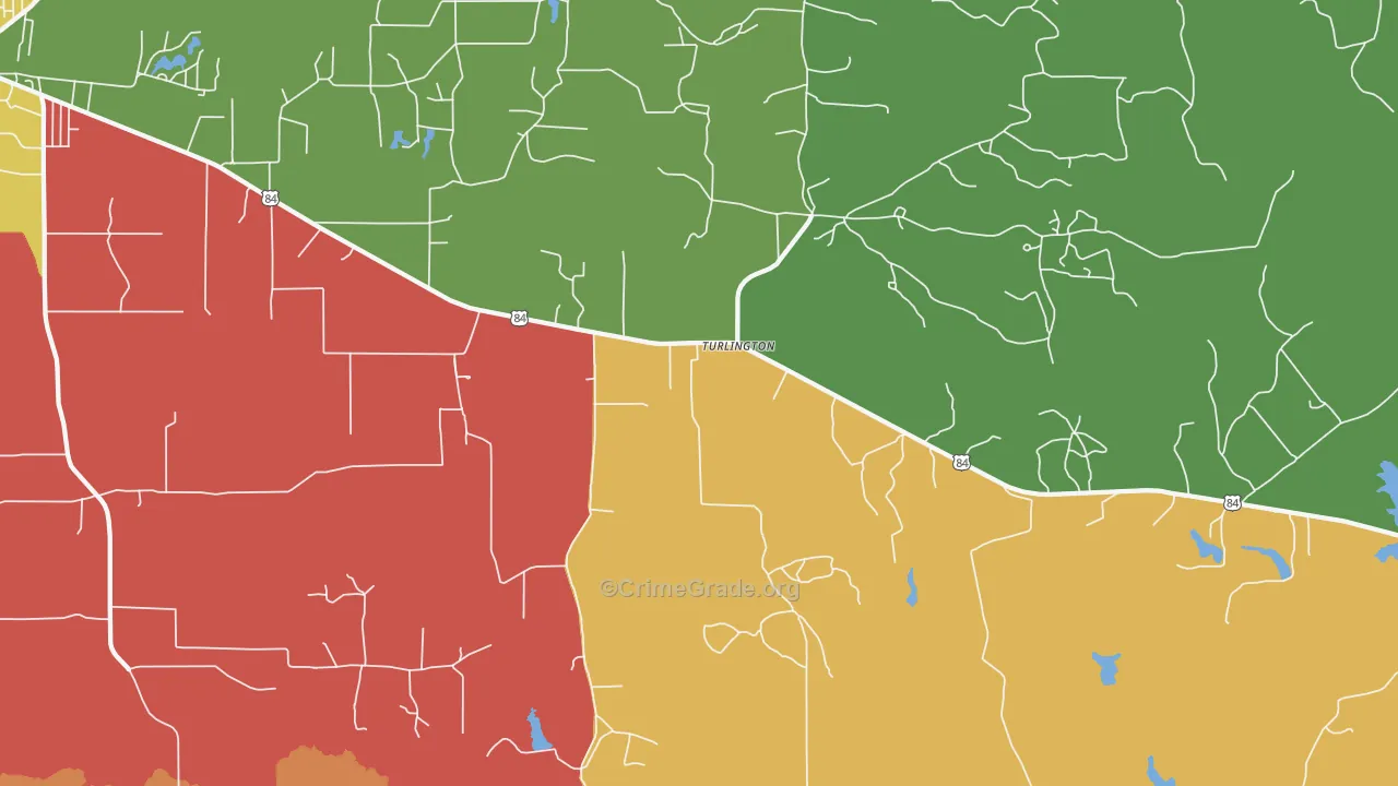 Turlington, TX Map of Theft Rates