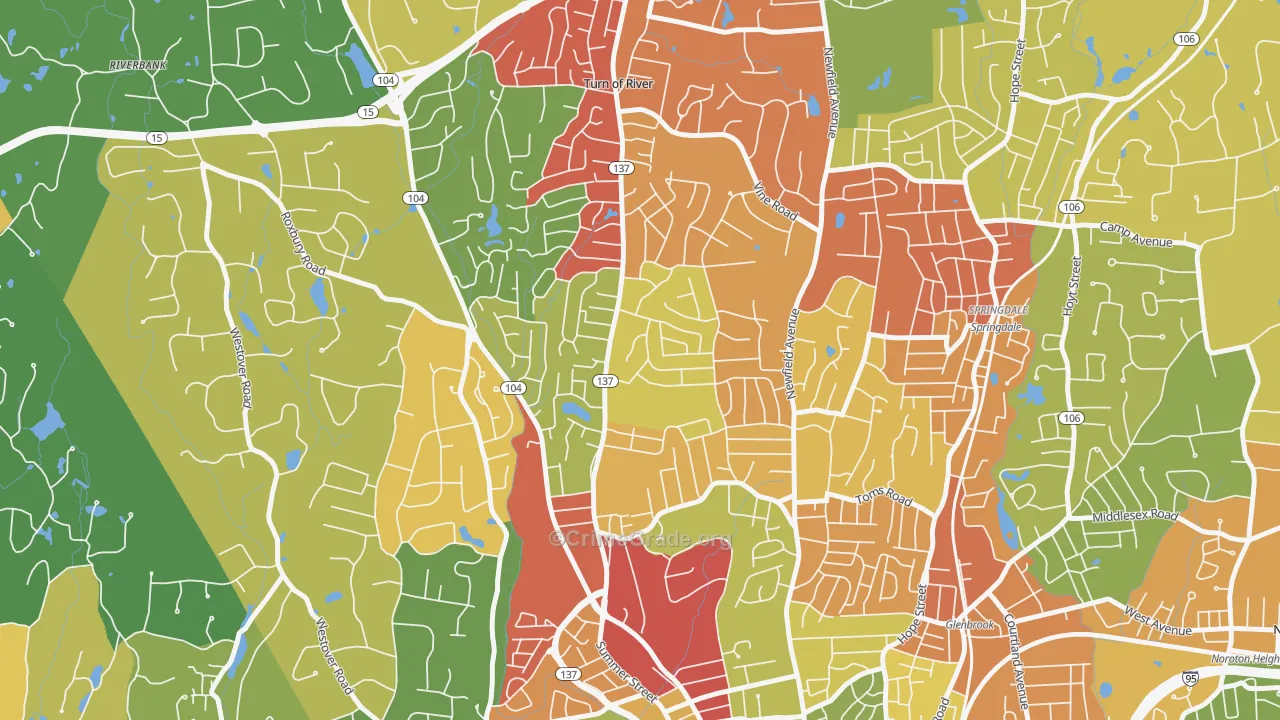 Turn of River, Stamford, CT Map of Theft Rates