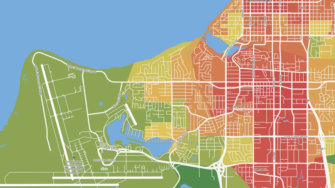 Turnagain, Anchorage, AK Map of Theft Rates