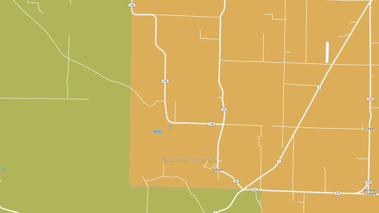 Turner, AR Map of Theft Rates