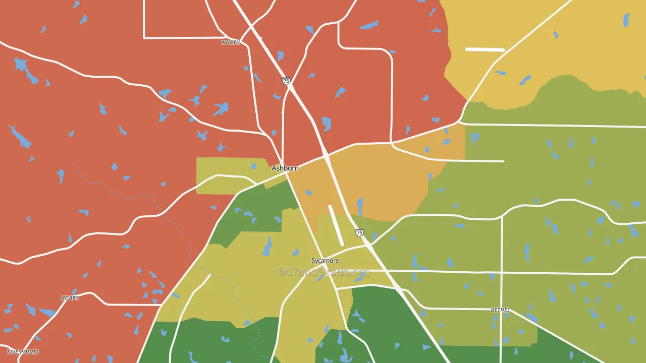 Turner County, GA Map of Theft Rates