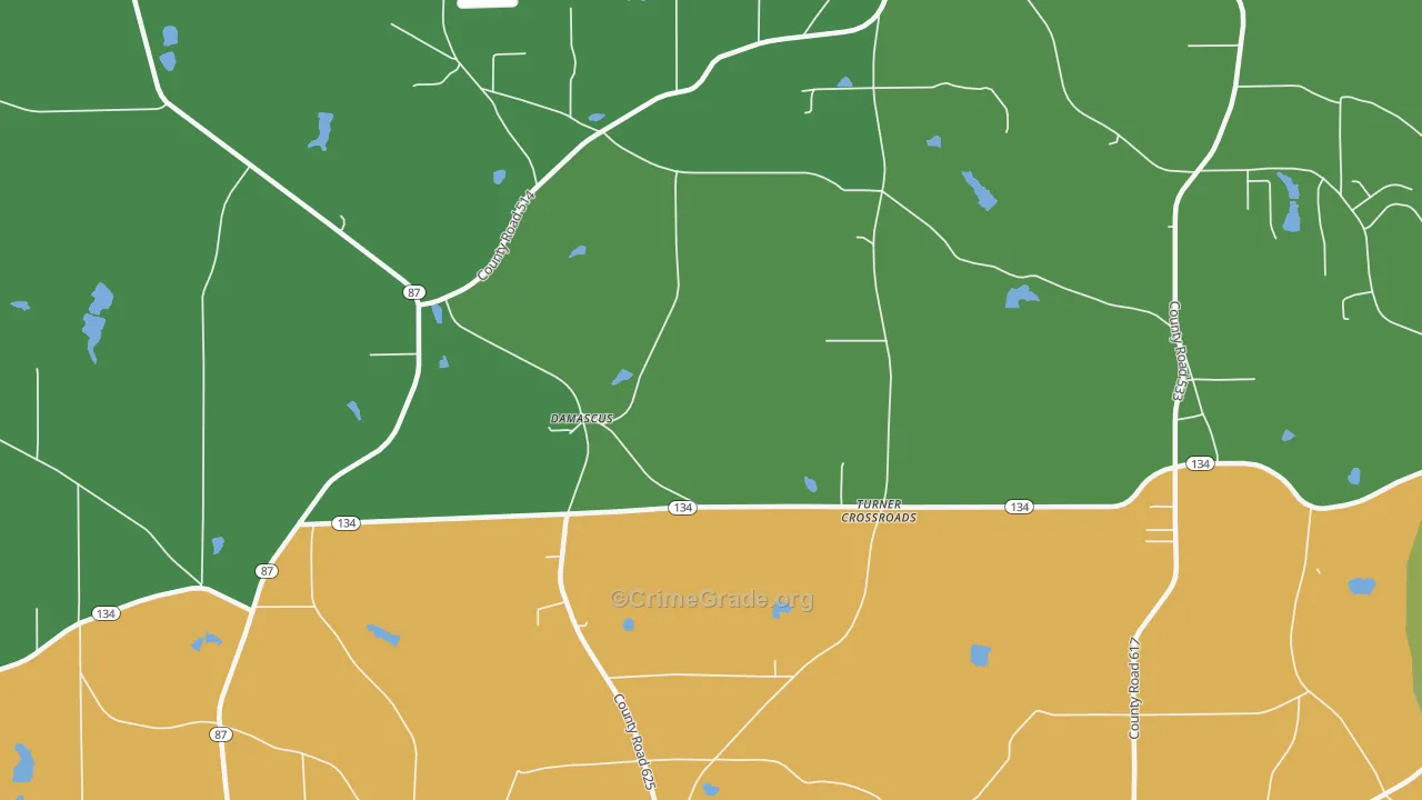 Turner Crossroads, AL Map of Theft Rates