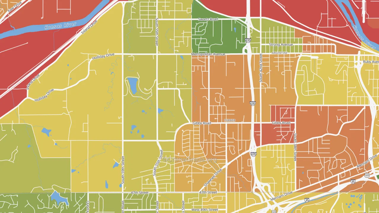 Turner, Kansas City, KS Map of Theft Rates