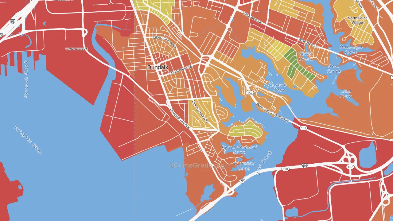 Turners, Dundalk, MD Map of Theft Rates