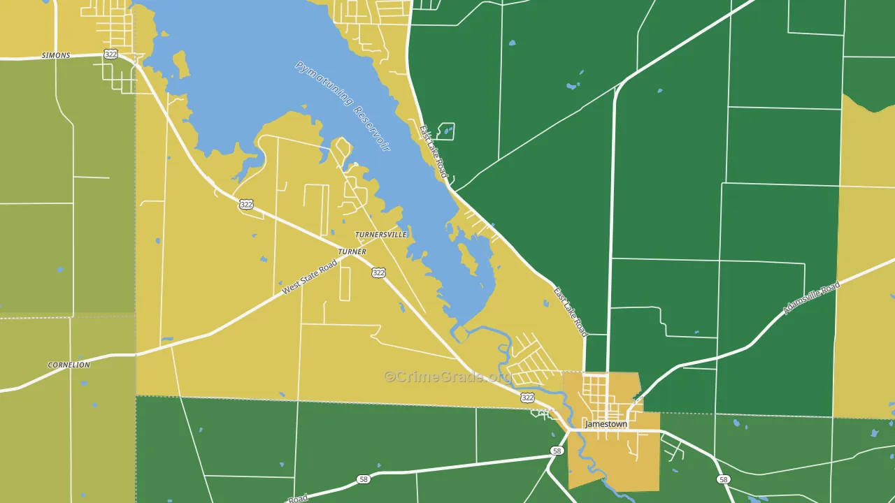 Turnersville, PA Map of Theft Rates