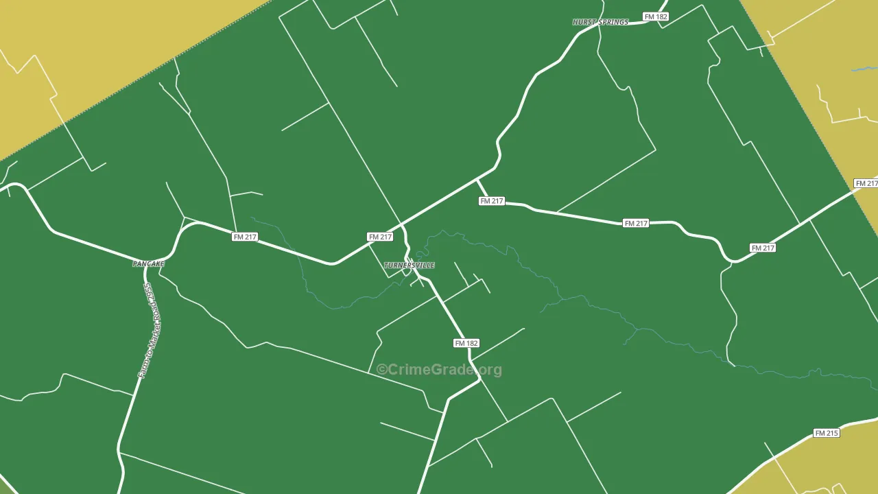 Turnersville, TX Map of Theft Rates